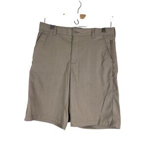 Lands End Khaki Shorts 16 Tan Flat Front Chino Private School Uniform Plain